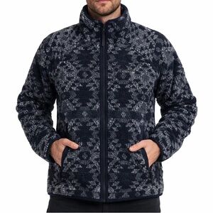 Columbia XS Zip Fleece Fuzzy Sherpa Navy Warm Aztec EUC Men’s